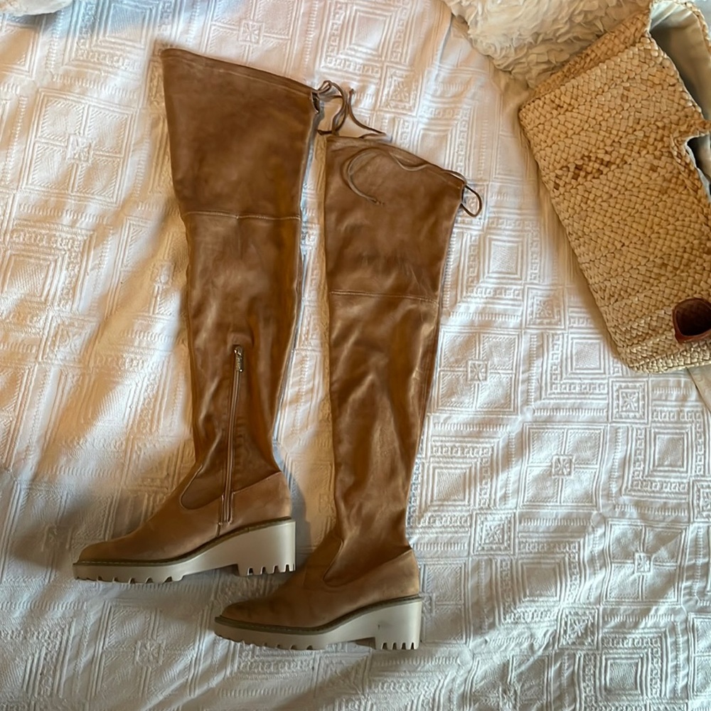 Nicole Miller over the knee boots lug sole size 9